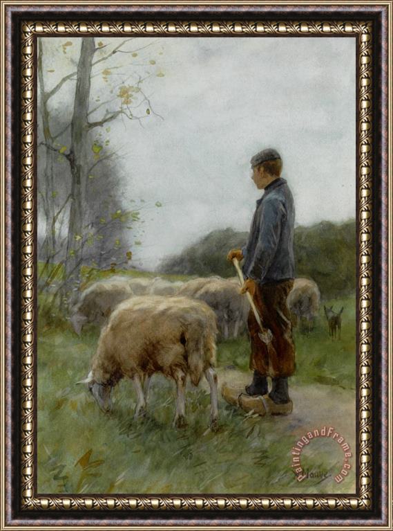 Anton Mauve A Shepherd And His Flock Framed Painting