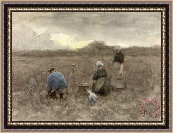 Anton Mauve Aardappelrooiers Framed Painting