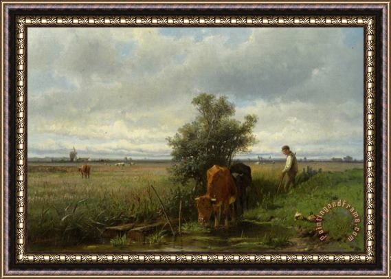 Anton Mauve Cattle Watering Framed Print