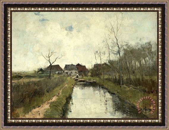 Anton Mauve Huisje Aan Een Sloot Framed Painting