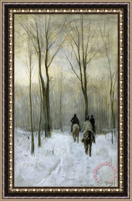 Anton Mauve Riders in The Snow in The Haagse Bos Framed Painting