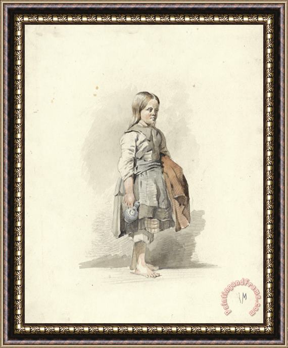 Anton Mauve Staand Meisje Met Kruik En Mantel Onder De Arm Framed Print