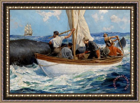 Anton Otto Fischer Harpooning a Whale Framed Painting