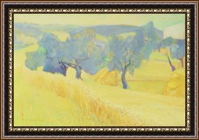 Olive Trees And Poppies Framed Paintings - Olive Trees In Tuscany by Antonio Ciccone
