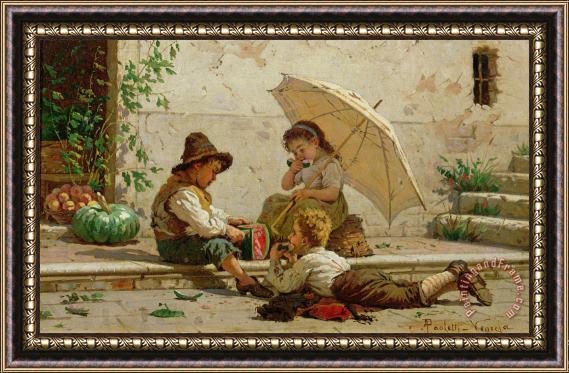 Antonio Paoletti Venetian Children Framed Painting