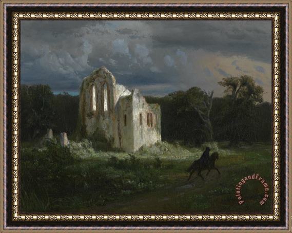 Arnold Bocklin Moonlit Landscape Framed Painting