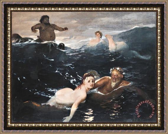 Arnold Bocklin Playing in The Waves Framed Print
