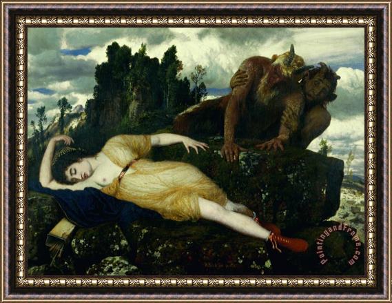 Arnold Bocklin Sleeping Diana Watched by Two Fauns Framed Print