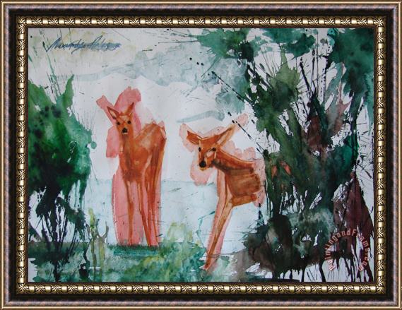 Artem Moldovantsev Deers Framed Painting