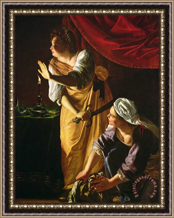 Artemisia Gentileschi  Judith and Maidservant with the Head of Holofernes Framed Print