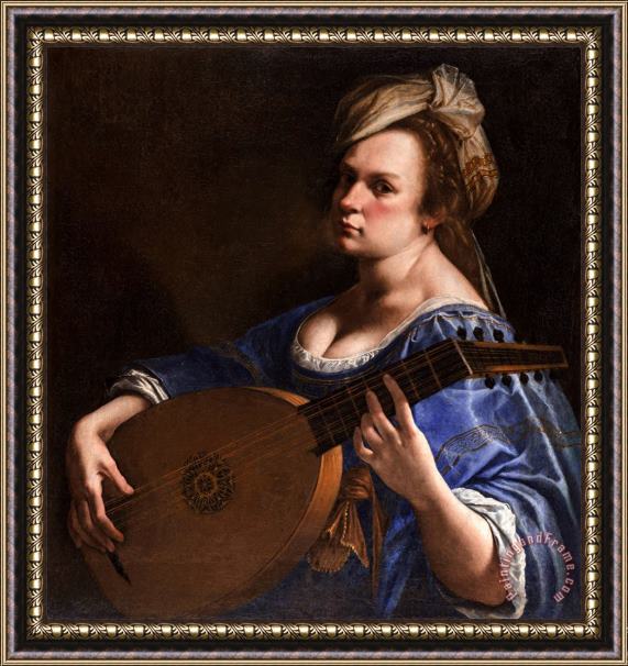 Artemisia Gentileschi Self Portrait As a Lute Player Framed Painting
