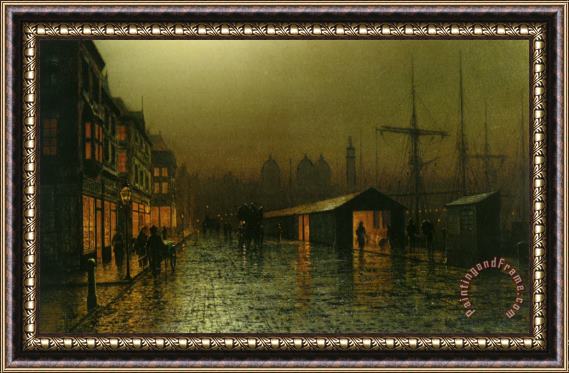 Arthur E. Grimshaw Hull Docks by Night Framed Painting