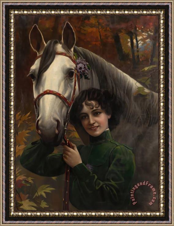 Arthur Fischer Lady And Horse Framed Painting