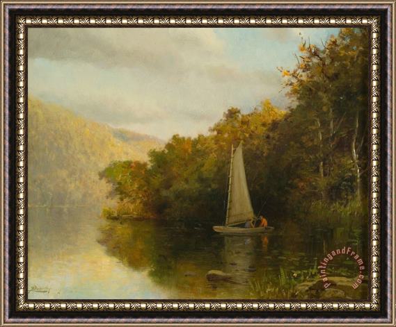 Arthur Quarterly Sailboat on River Framed Painting