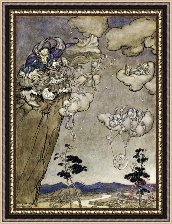 Arthur Rackham An Illustration to Rip Van Winkle: 'they Were Ruled by an Old Squaw Spirit' Framed Painting
