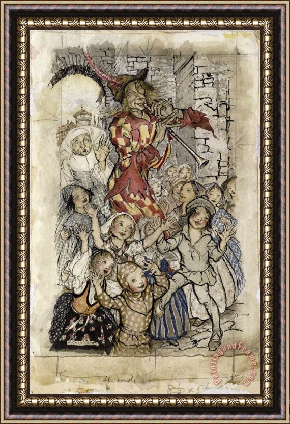 Arthur Rackham The Pied Piper And The Children Framed Painting
