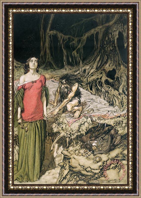 Arthur Rackham The Wooing Of Grimhilde The Mother Of Hagen From 'siegfried And The Twilight Of The Gods Framed Print