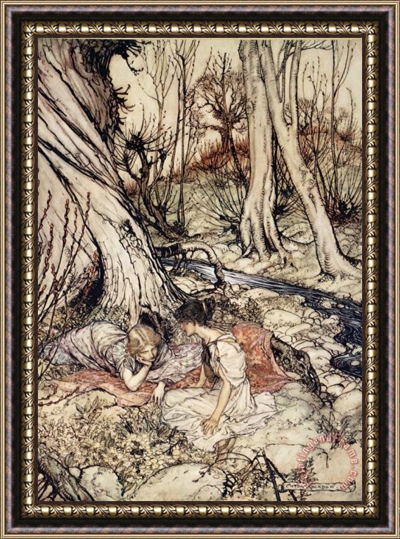 Arthur Rackham Where Often You And I Upon Fain Primrose Beds Were Wont To Lie Framed Painting