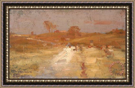 Arthur Streeton Pastoral in Yellow And Grey a Colour Impression of Templestowe Framed Painting