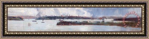 Arthur Streeton Rain Over Sydney Harbour Framed Painting