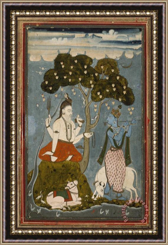 Artist, maker unknown, India Shiva And Krishna Framed Painting