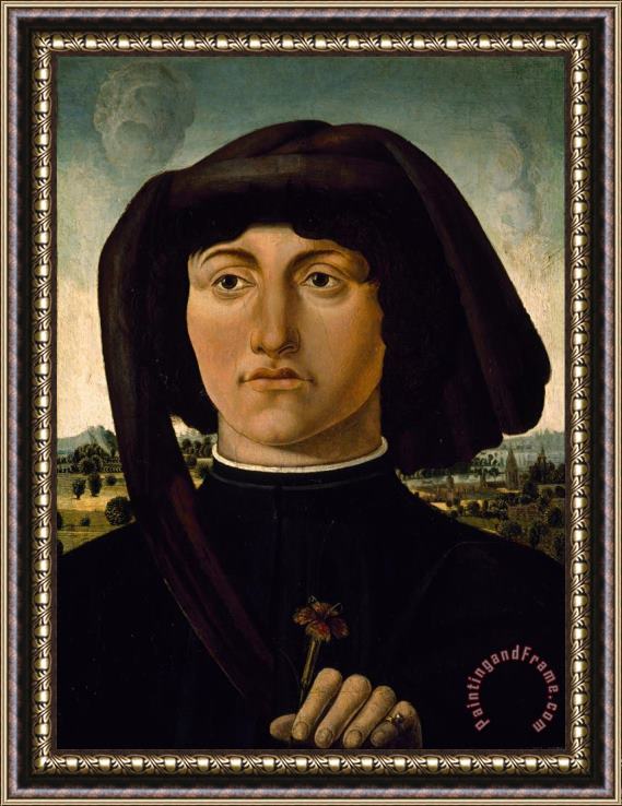 Artist, maker unknown, Italian? Portrait of a Young Man with a Pink Framed Print