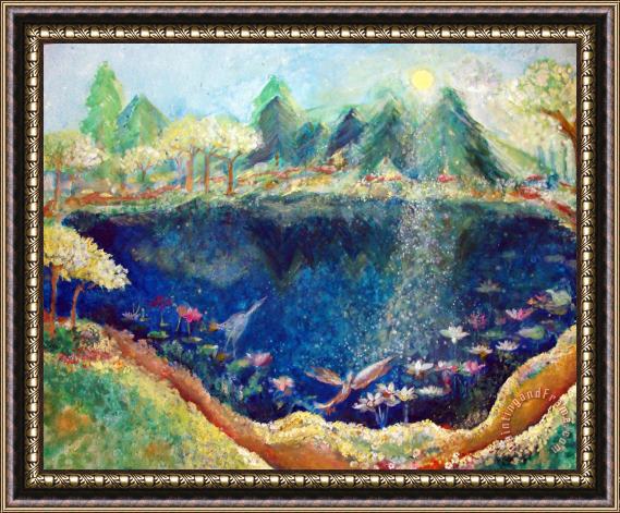 Ashleigh Dyan Moore Lotus Lake Framed Painting