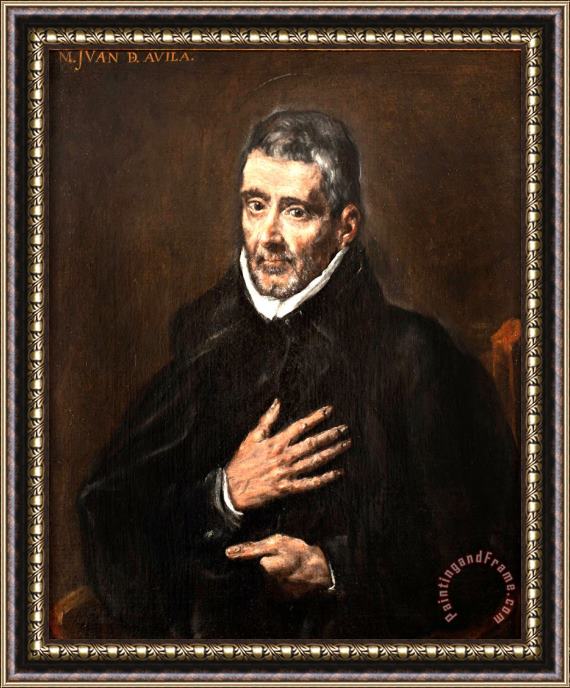 Attributed to El Greco Portrait of Juan De Avila Framed Painting