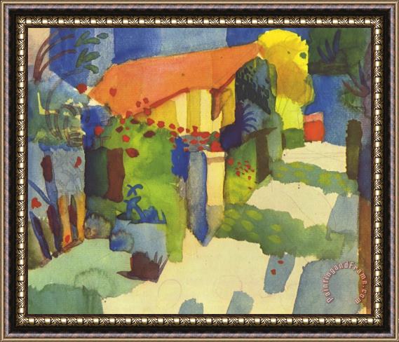 August Macke House In The Garden Framed Print