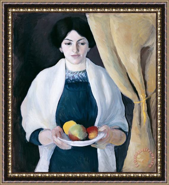 August Macke Portrait with Apples Framed Painting
