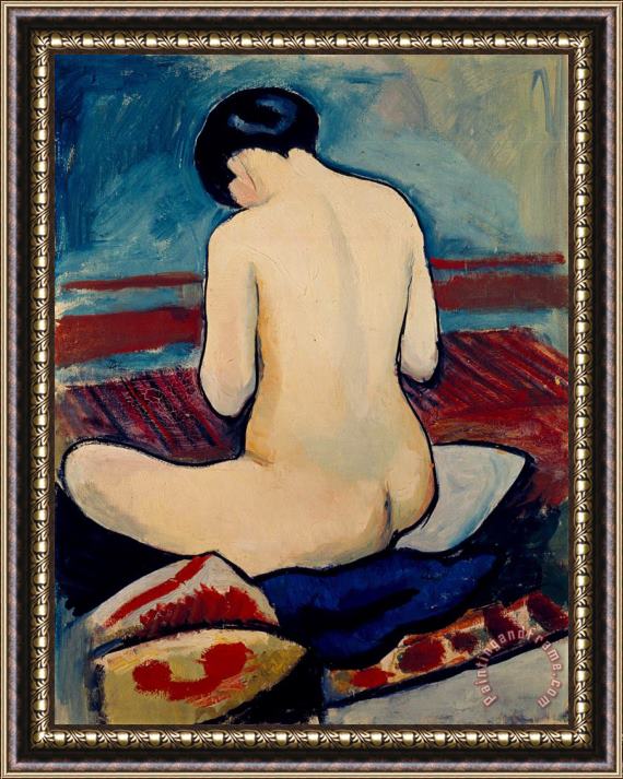 August Macke Sitting Nude with Pillow Framed Print