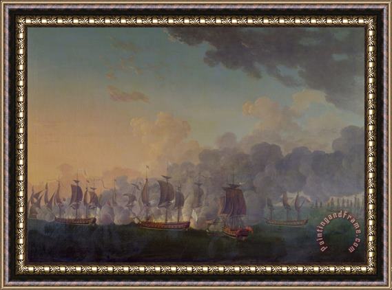 Auguste Rossel De Cercy The Battle of Louisbourg on the 21st July 1781 Framed Painting