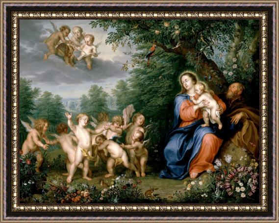 Balthasar Beschey The Holy Family with The Infant Saint John The Baptist Framed Print