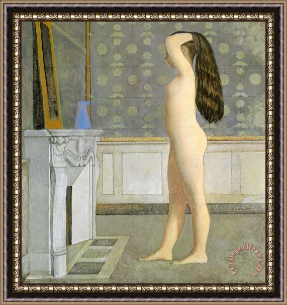 Balthasar Klossowski De Rola Balthus Figure in Front of a Mantel 1955 Framed Painting