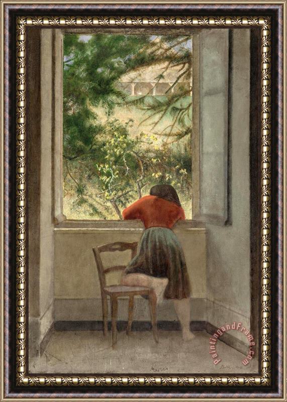 Balthasar Klossowski De Rola Balthus Girl at a Window Framed Painting