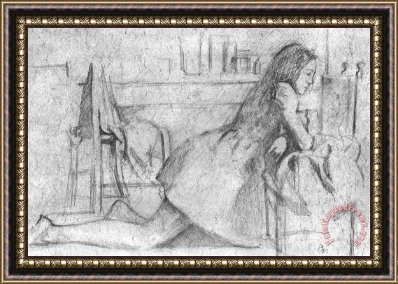 Balthasar Klossowski De Rola Balthus Girl Kneeling Her Arms on a Chair Framed Print