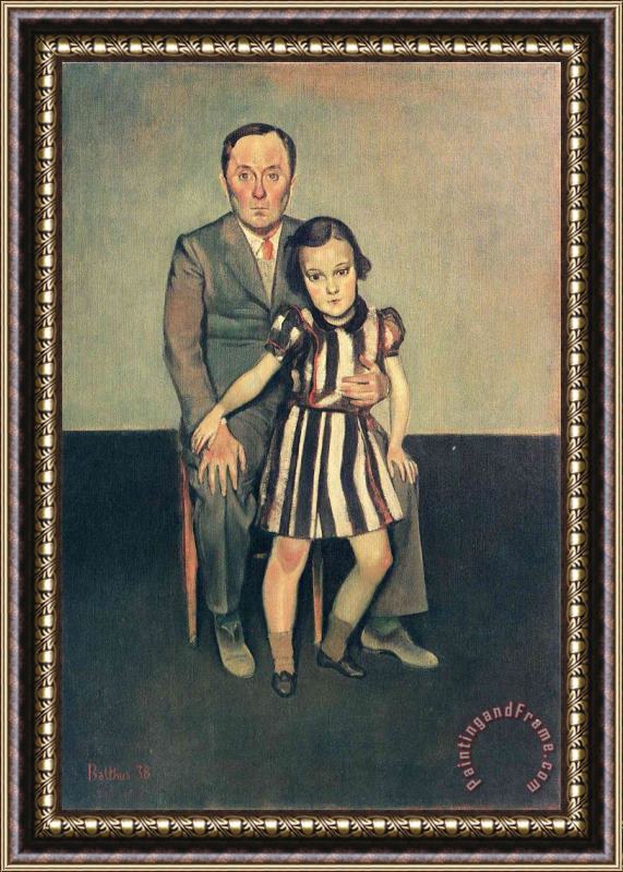 Balthasar Klossowski De Rola Balthus Joan Miro And His Daughter Dolores 1937 Framed Print
