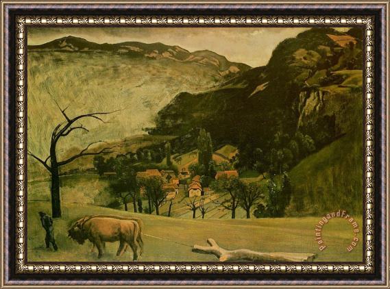 Balthasar Klossowski De Rola Balthus Landscape with Oxen 1942 Framed Print