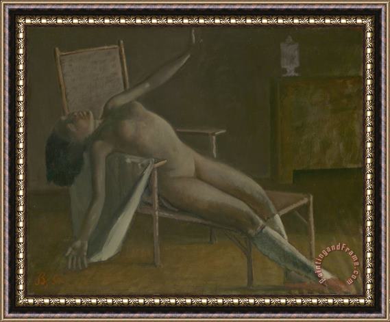Balthasar Klossowski De Rola Balthus Nude on a Chaise Longue 1950 Framed Painting