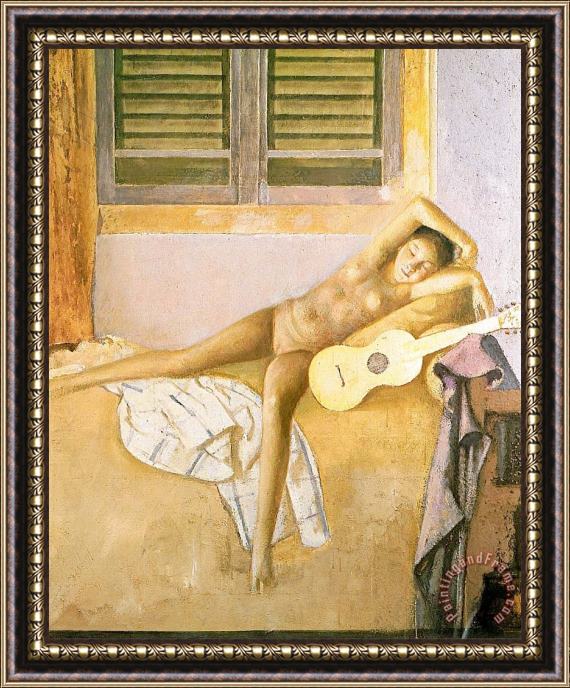 Balthasar Klossowski De Rola Balthus Nude with a Guitar 1986 Framed Painting