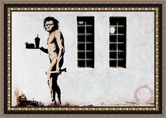 Banksy Ape Man Mcdonalds Framed Print