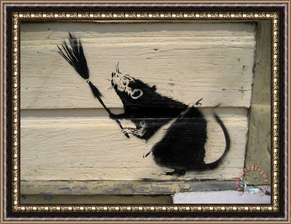 Banksy Banksy Broom Rat New Orleans Framed Print