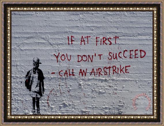 Banksy Call an Airstrike Framed Painting