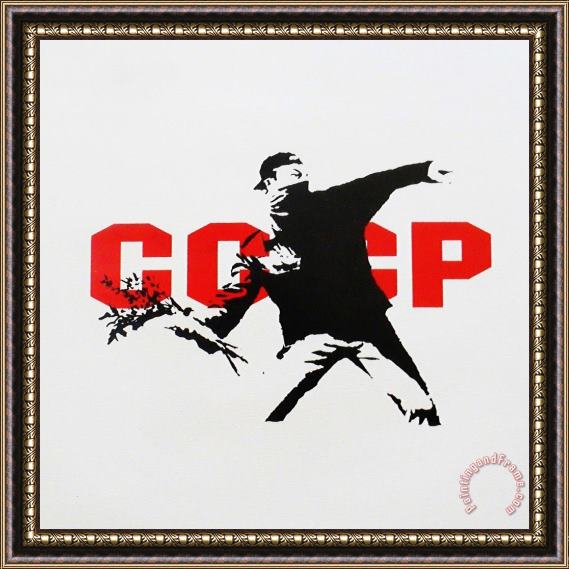 Banksy Cccp Love Is in The Air, 2003 Framed Painting