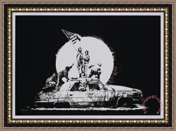 Banksy Flag (silver), 2006 Framed Print