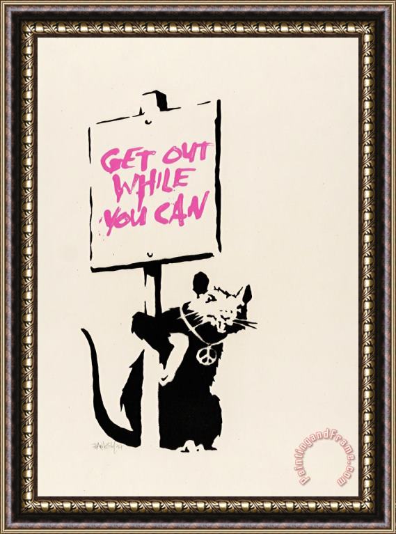 Banksy Get Out While You Can, 2004 Framed Print