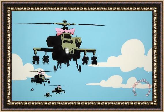 Banksy Helicopter Framed Painting