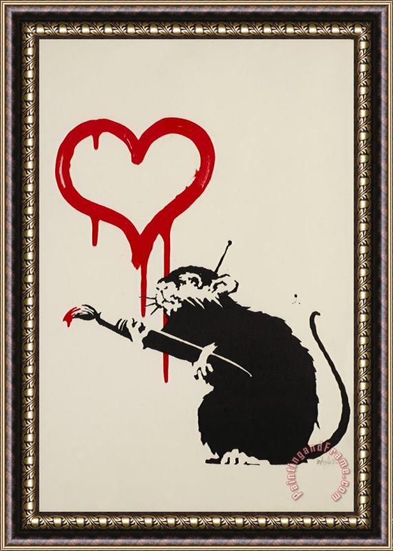 Banksy Love Rat, 2004 Framed Print