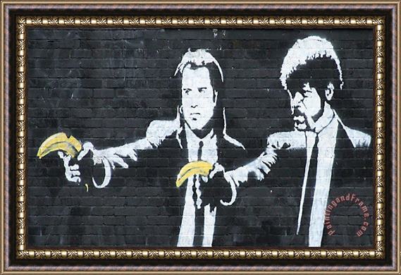 Banksy Pulp Fiction Stencil Framed Painting