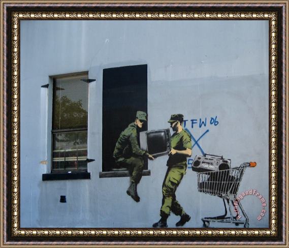 Banksy Soldier Heist, Looters Work in New Orleans Framed Print